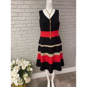 Black Label by Evan Picone Women Sleeveless Color Block Shift Dress Size 6